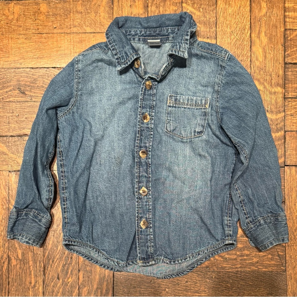 Old Navy Denim Button-Down 100% Cotton Shirt Size 3T Good Condition